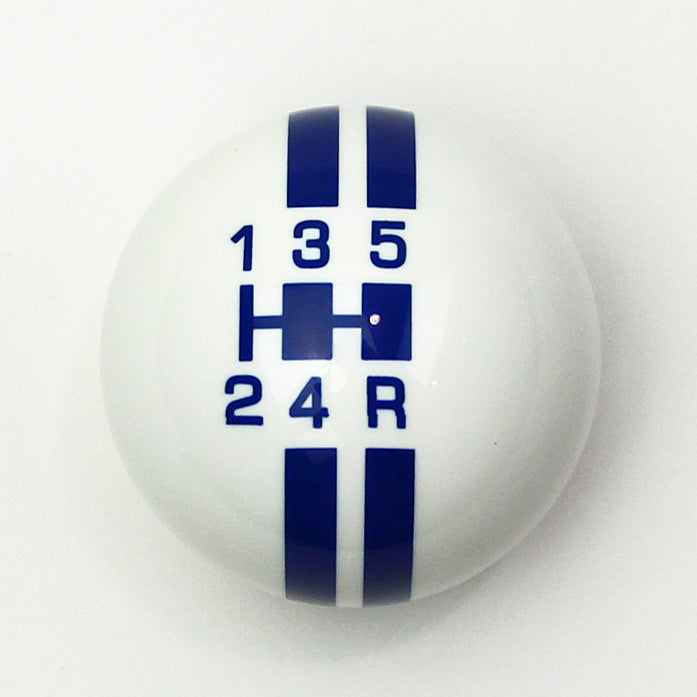 White with Blue Speed Stripes